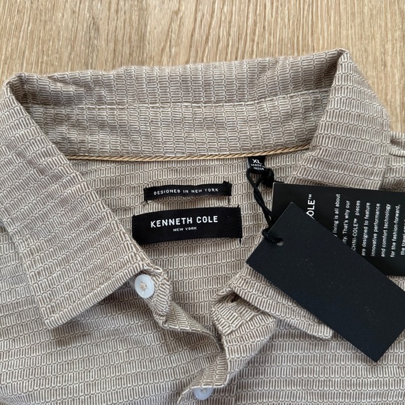 Kenneth Cole Long Sleeve Knit "Gold" Button Down Shirt Men's XL NWT $69 - Picture 7 of 7